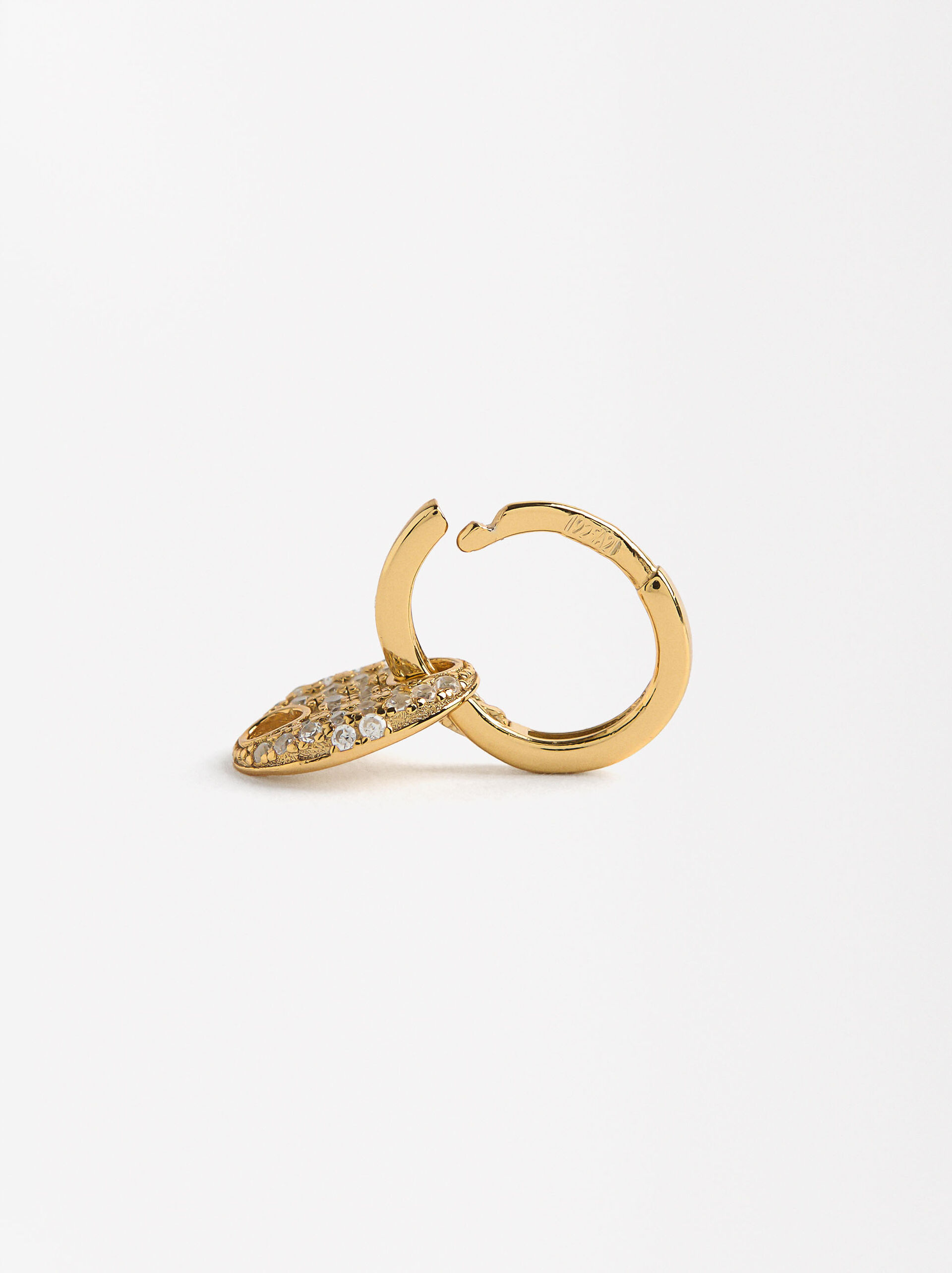 Single hoop with zirconias - 925 sterling silver image number 2.0