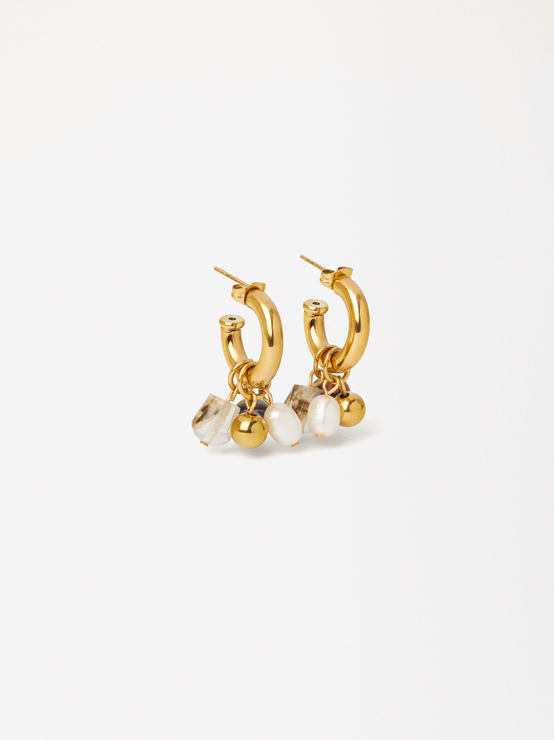 Hoop Earrings With Crystals - Stainless Steel image number 0.0