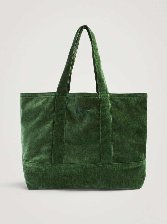Velvet Customizable Shopper Bag, Green, hi-res