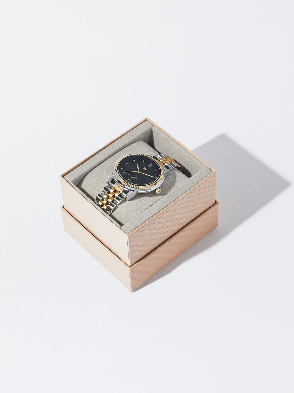 Relógio Com Bracelete De Aço Bicolor