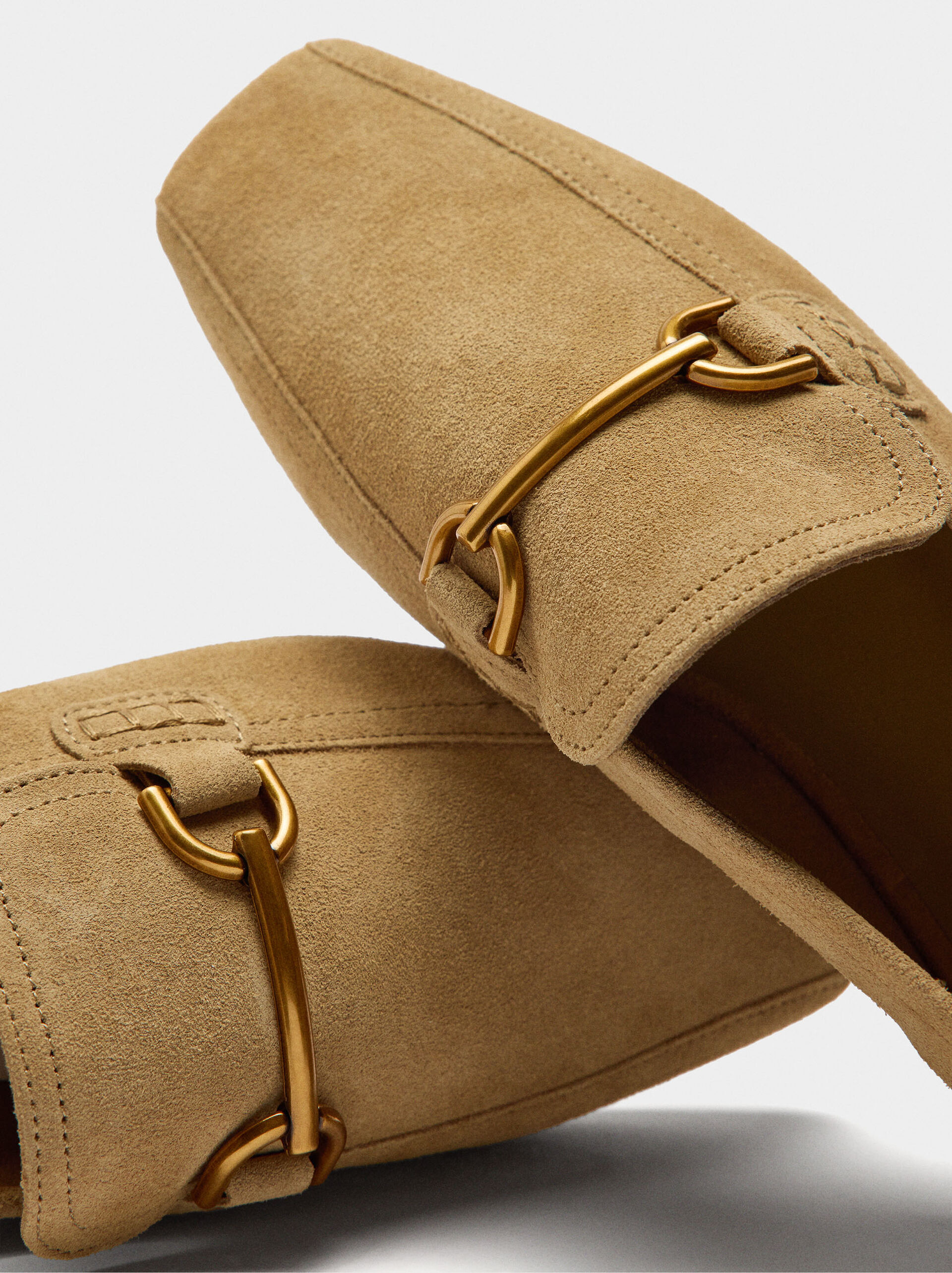 Leather moccasins with metallic detail image number 4.0