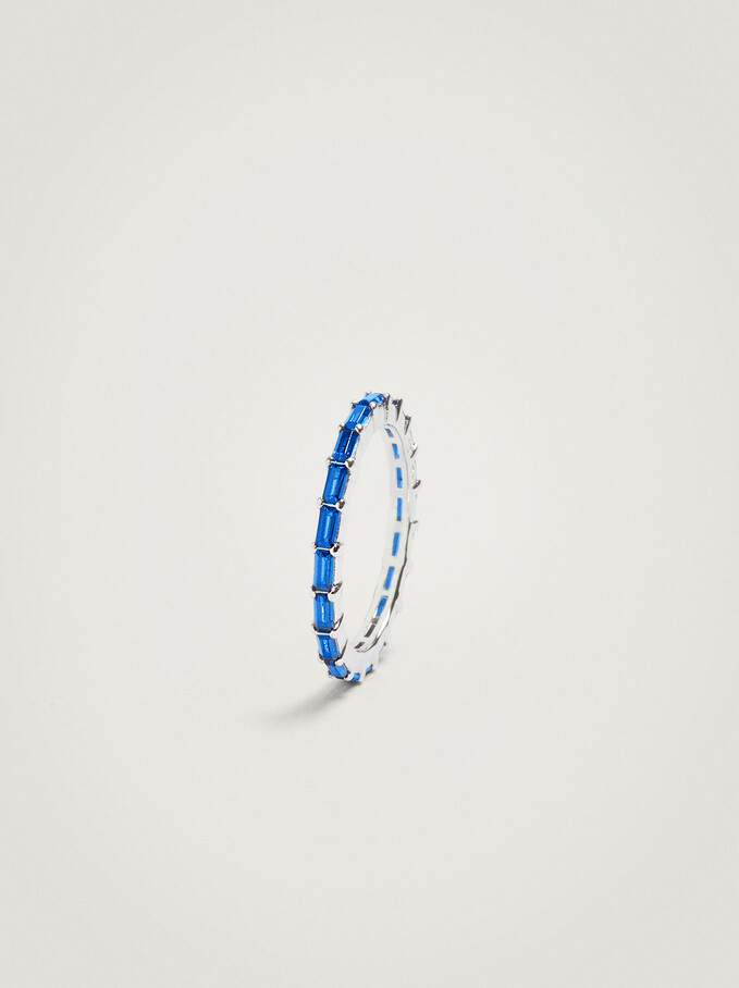 925 Silver Ring With Zirconia, Blue, hi-res