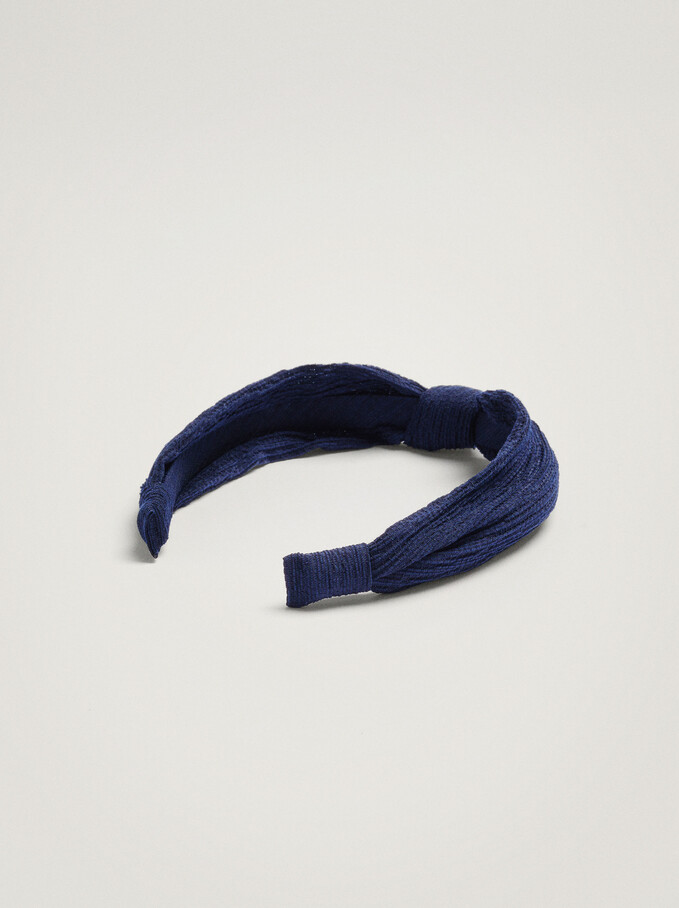 Mini Headband With Knot, Navy, hi-res