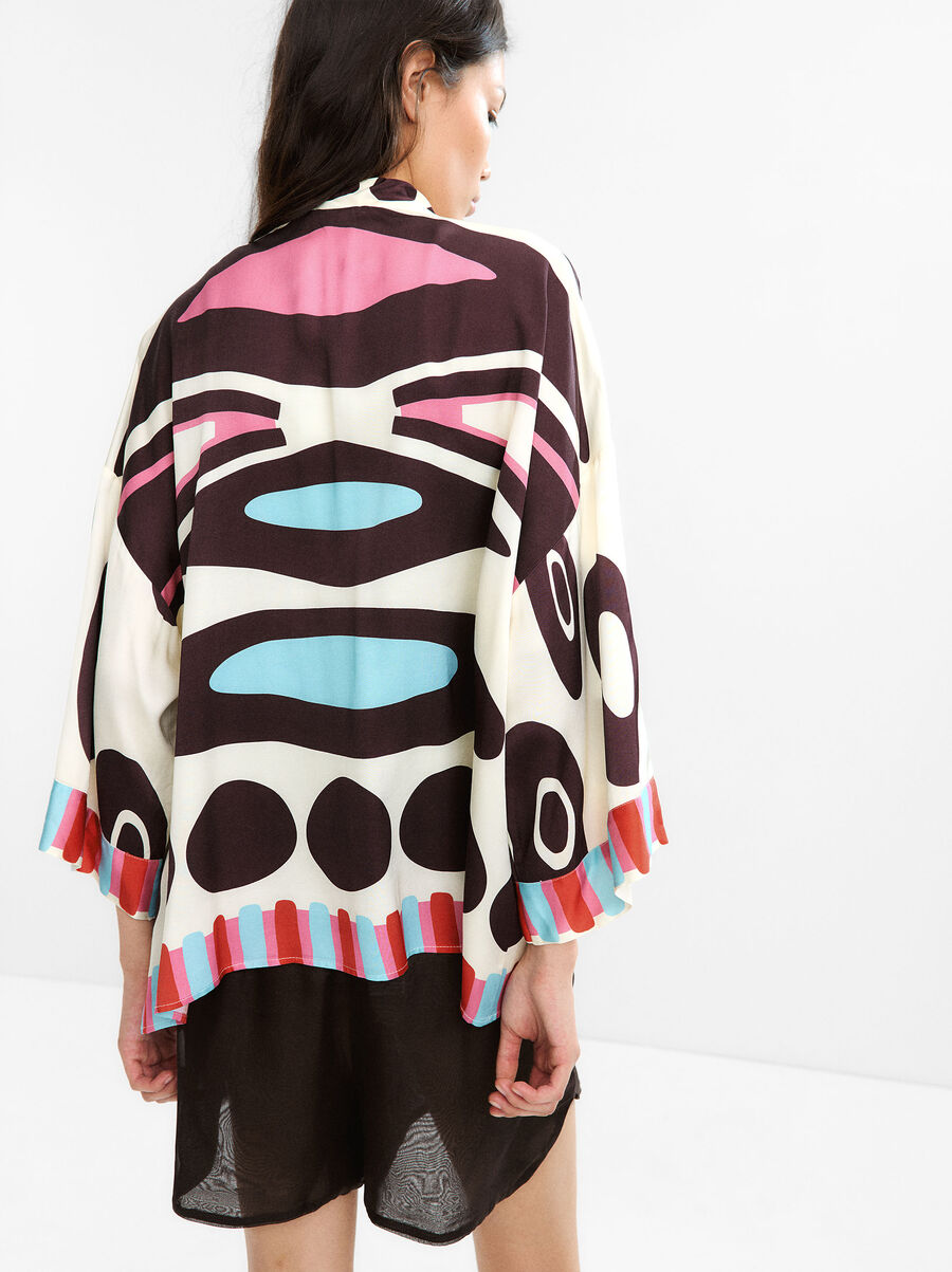 Geometric print kimono