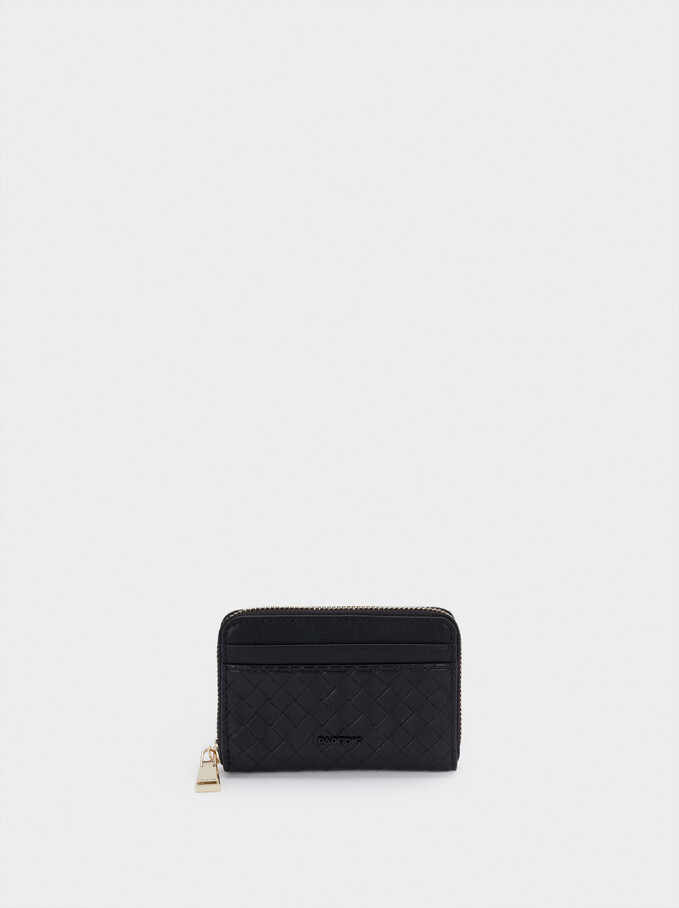 Compact Woven Wallet, Black, hi-res