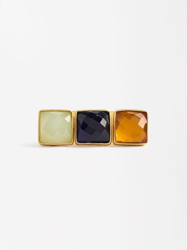 Double ring with multicolor stones