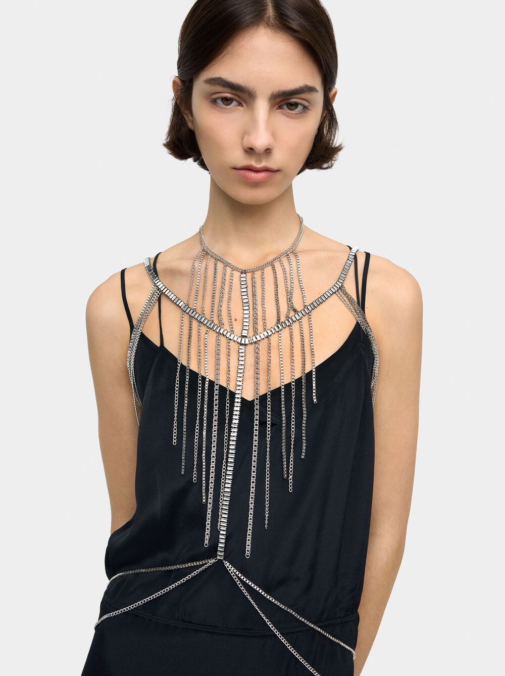 Necklace and waist chain with crystals