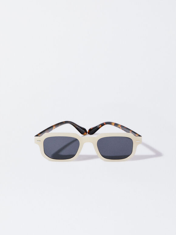 Square Frame Sunglasses, White, hi-res