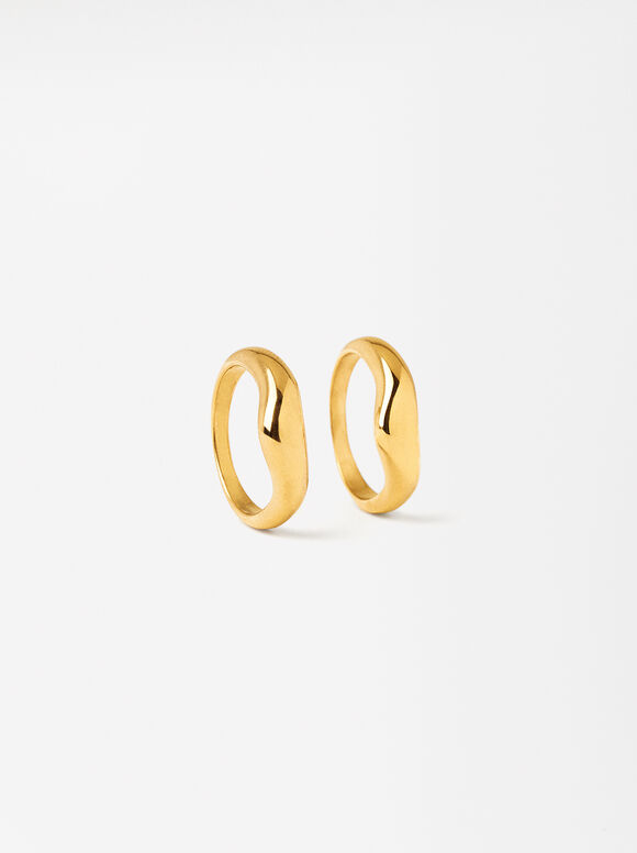 Double Stainless Steel Ring, Golden, hi-res
