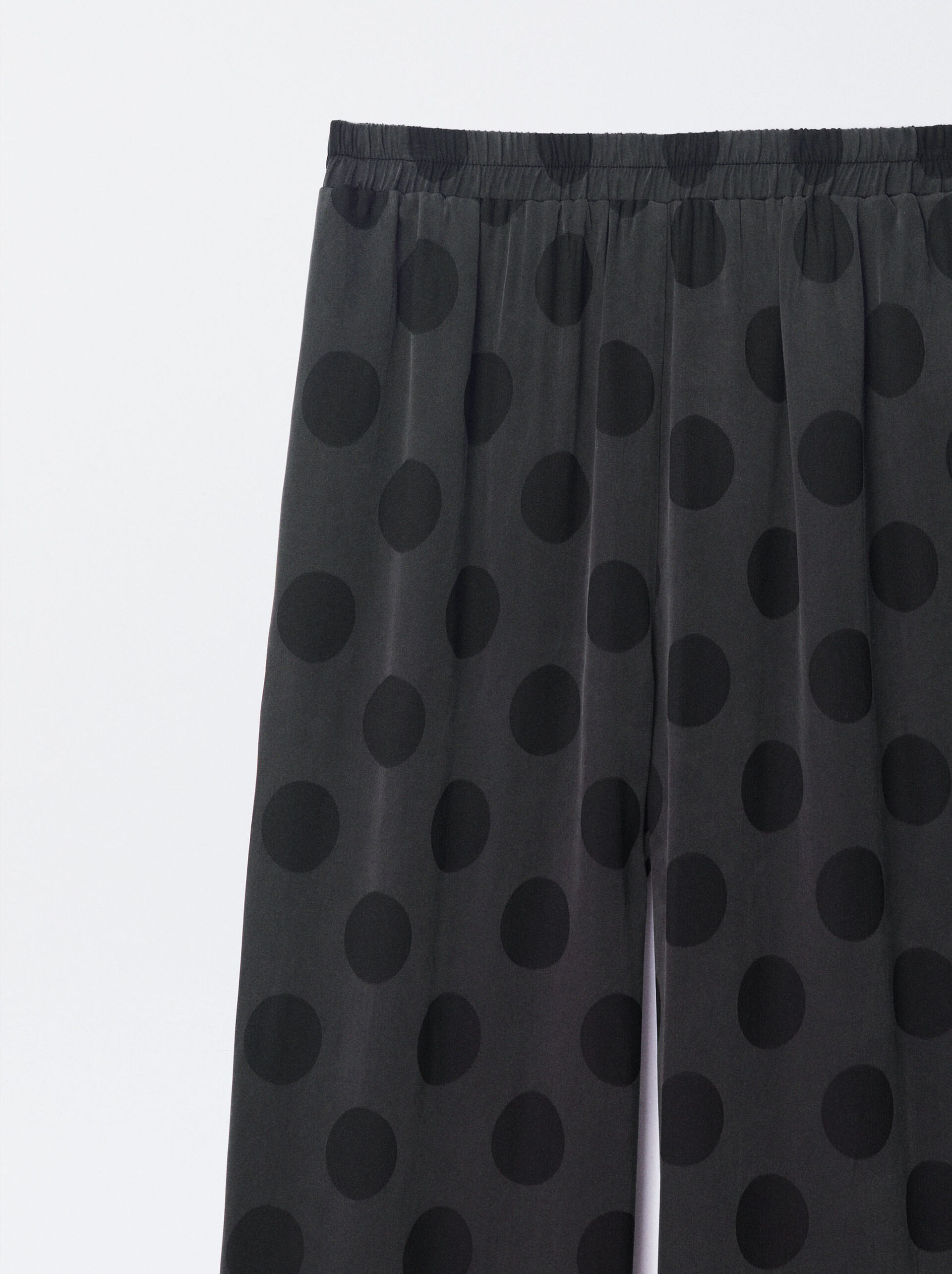 Online Exclusive - Polka Dot Elastic Waist Lyocell Pants image number 6.0