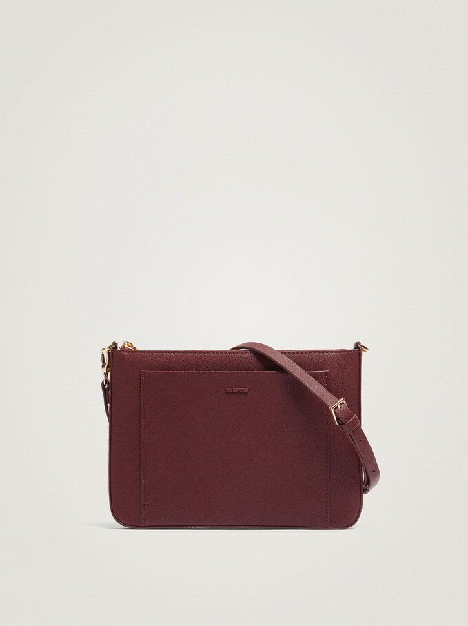 Crossbody Bag With Outer Pocket, Bordeaux, hi-res