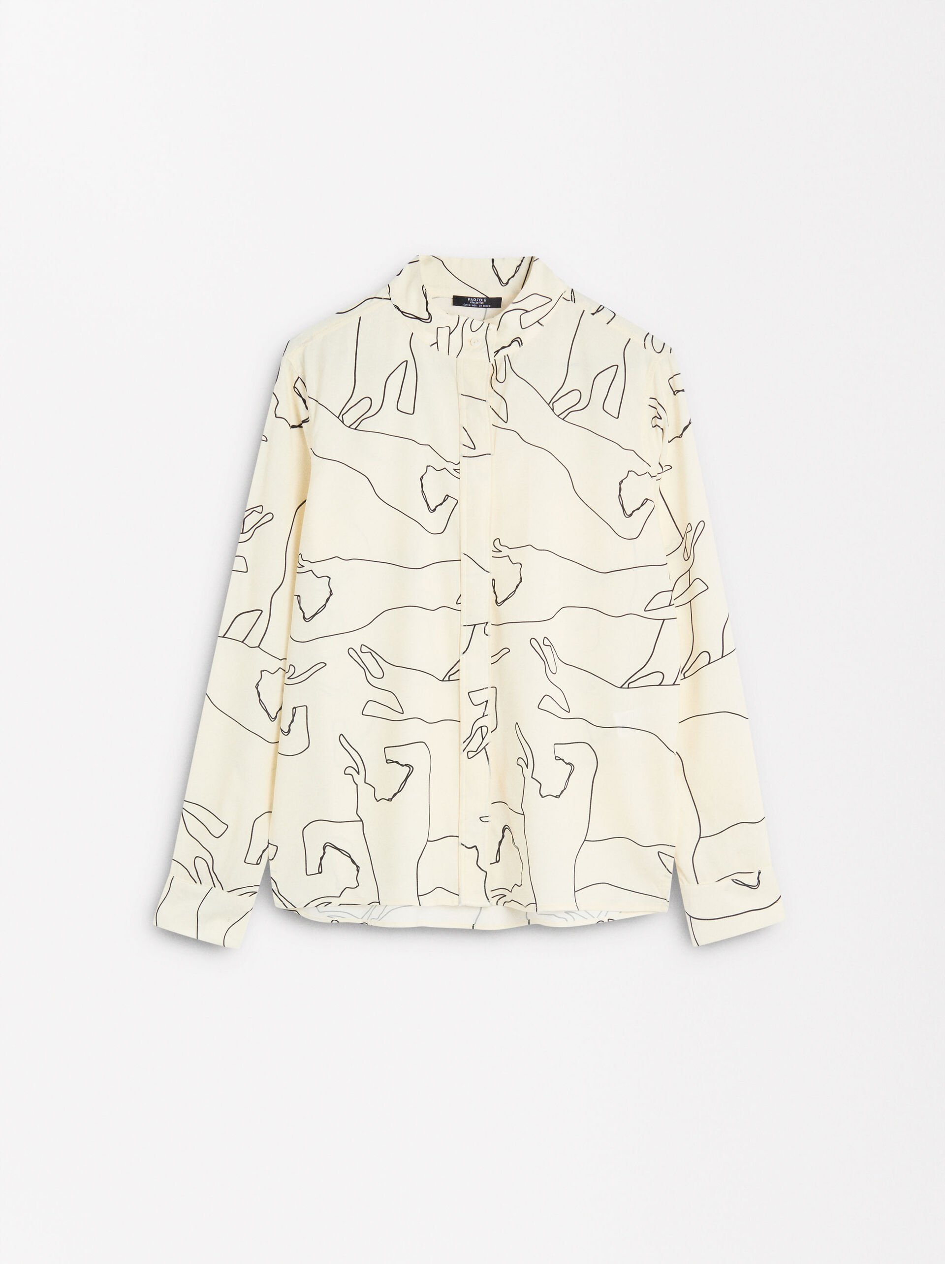 Printed shirt with mandarin collar image number 5.0