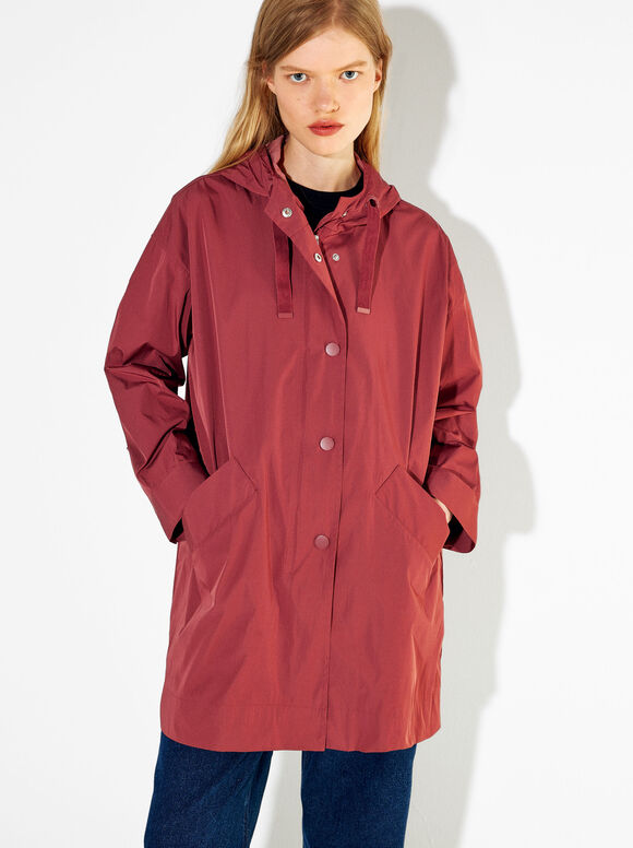 Online Exclusive - Parka With Pockets And Hood, Bordeaux, hi-res