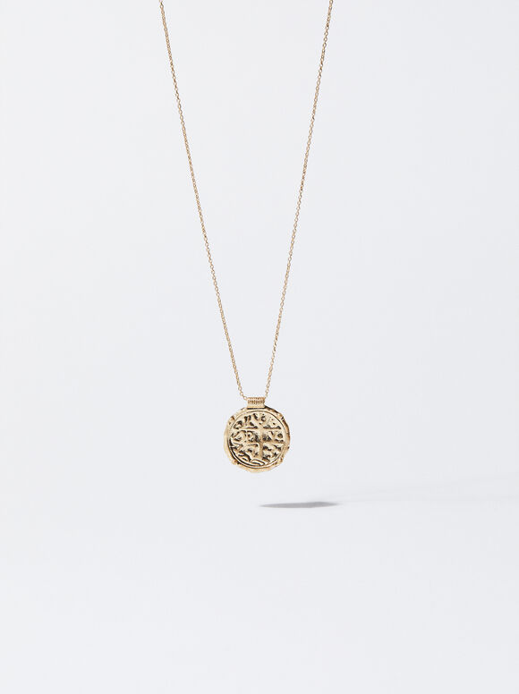 Online Exclusive - Golden Necklace With Medal, Golden, hi-res