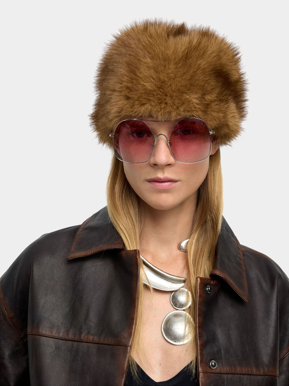 Bucket bag hat with fur effect