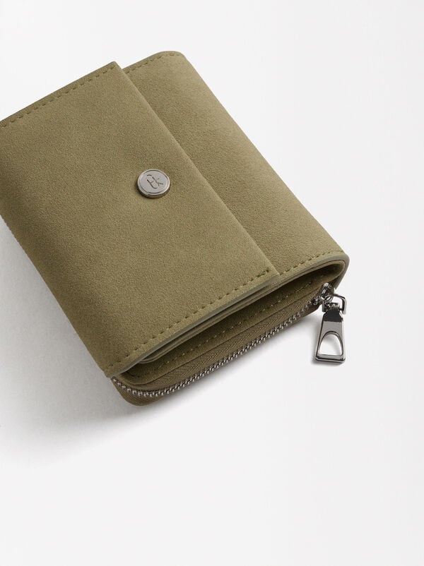 Suede effect wallet flap closure S