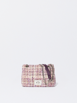 Tweed Bag With Chain Strap, Violet, hi-res