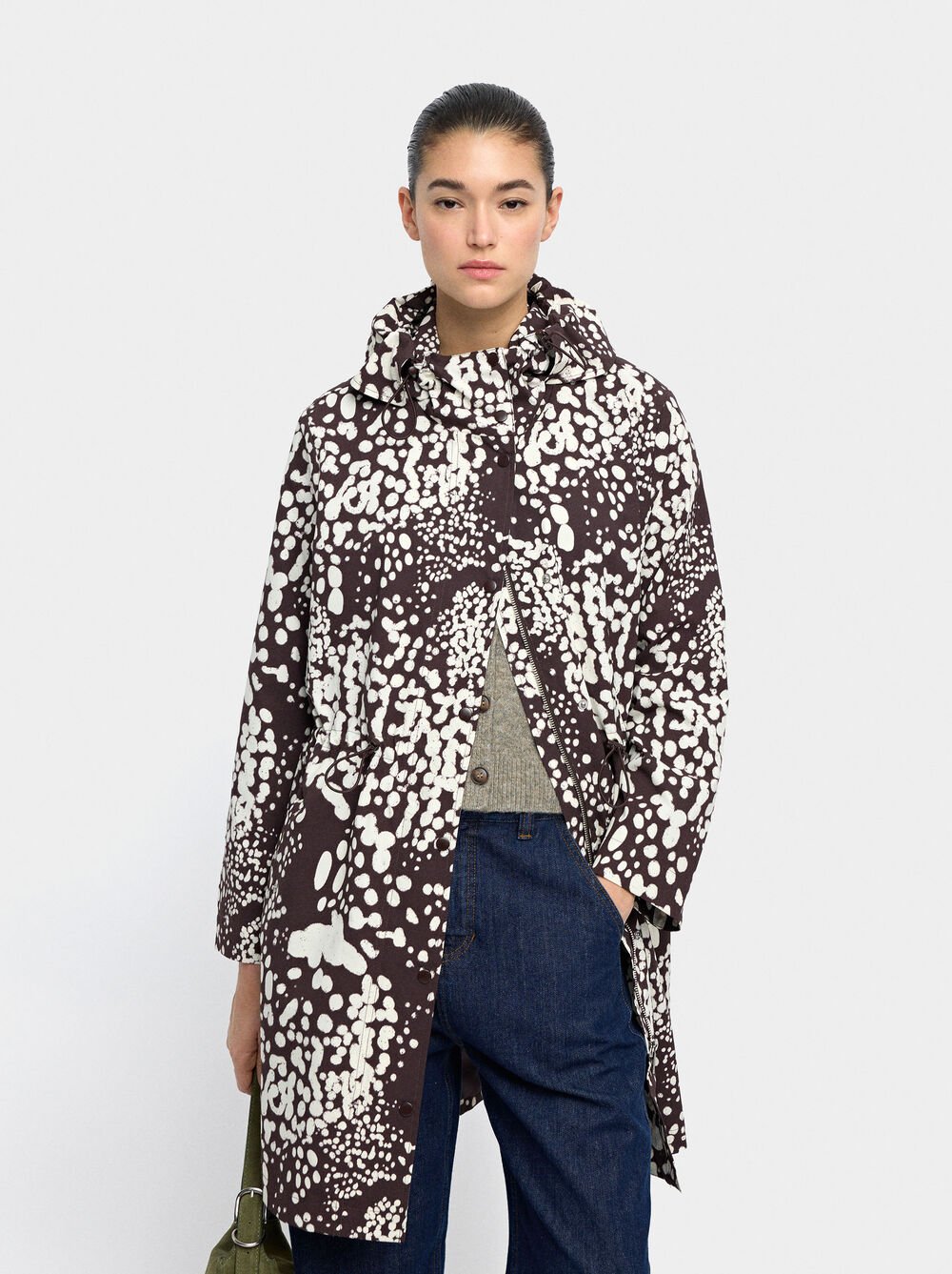 Printed parka with hood