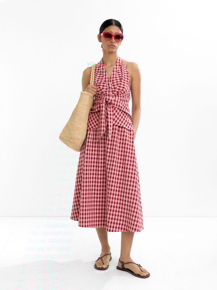 Vichy printed midi skirt