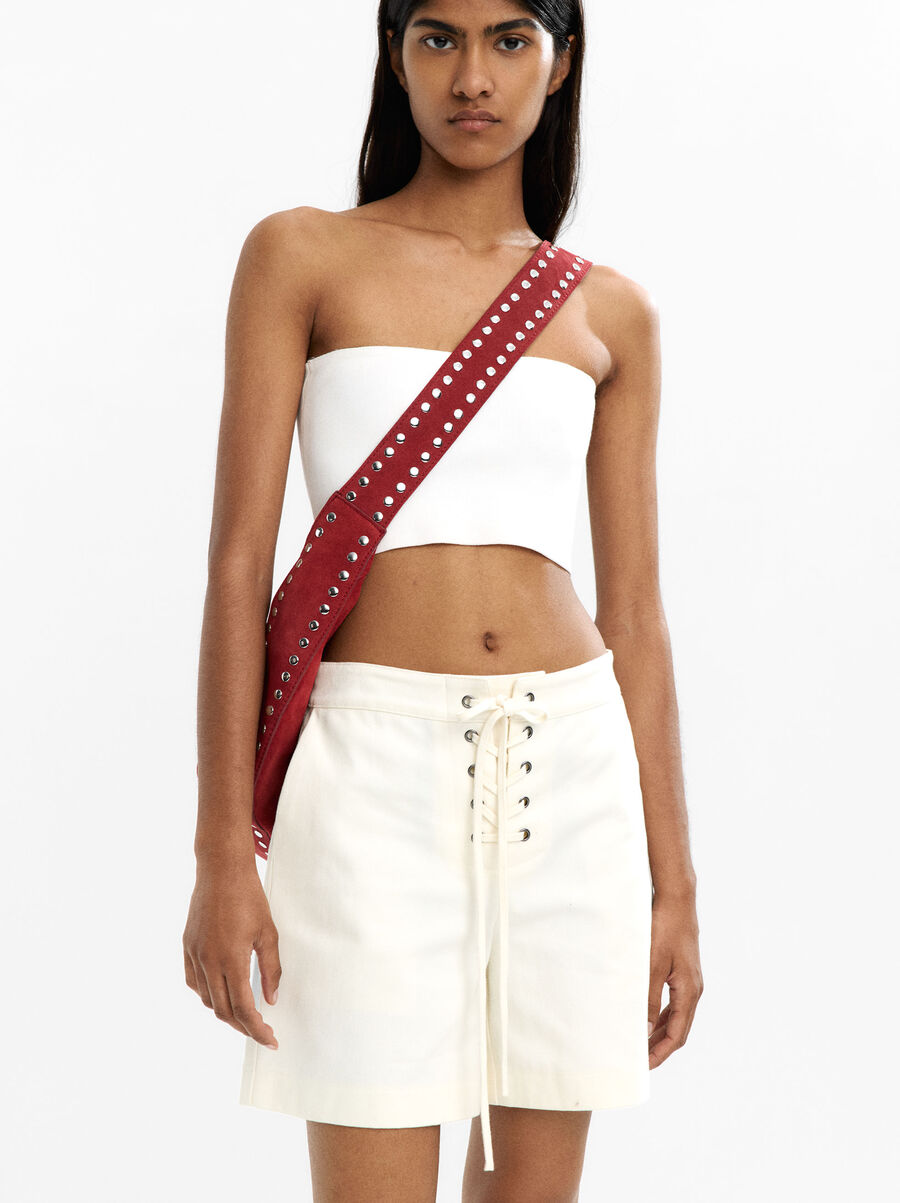 Crossover tie 100% cotton shorts