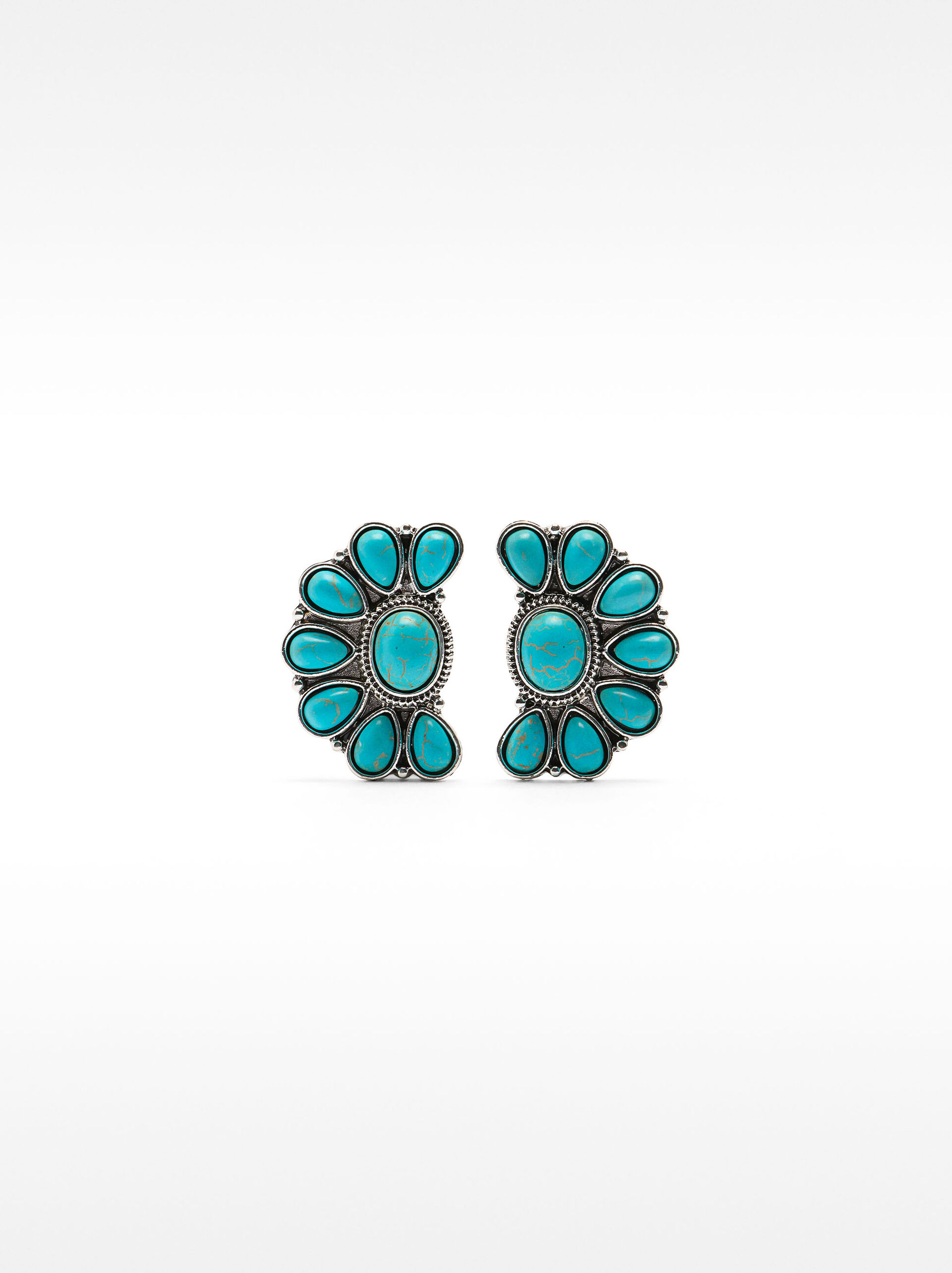 Brincos meia flor com pedras image number 0.0