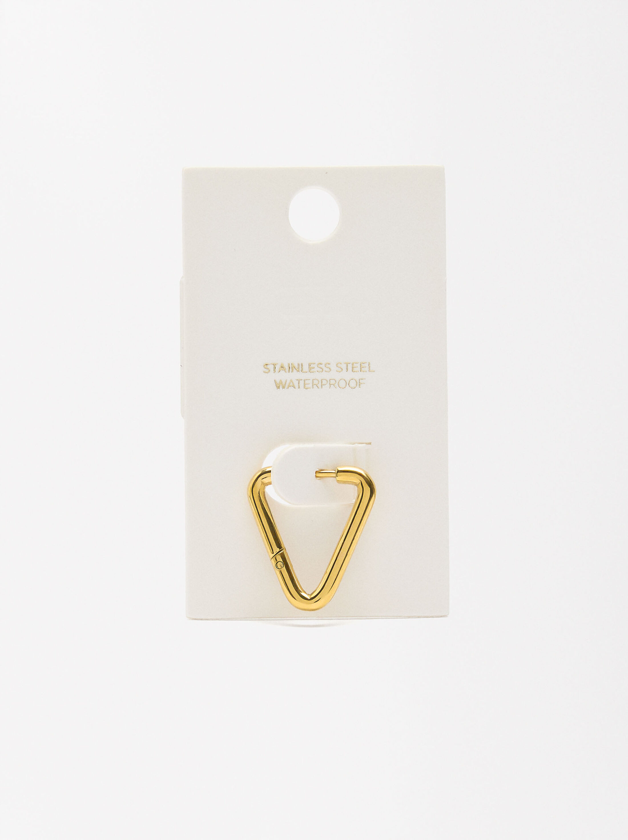 Elongated hoop earrings - stainless steel image number 3.0