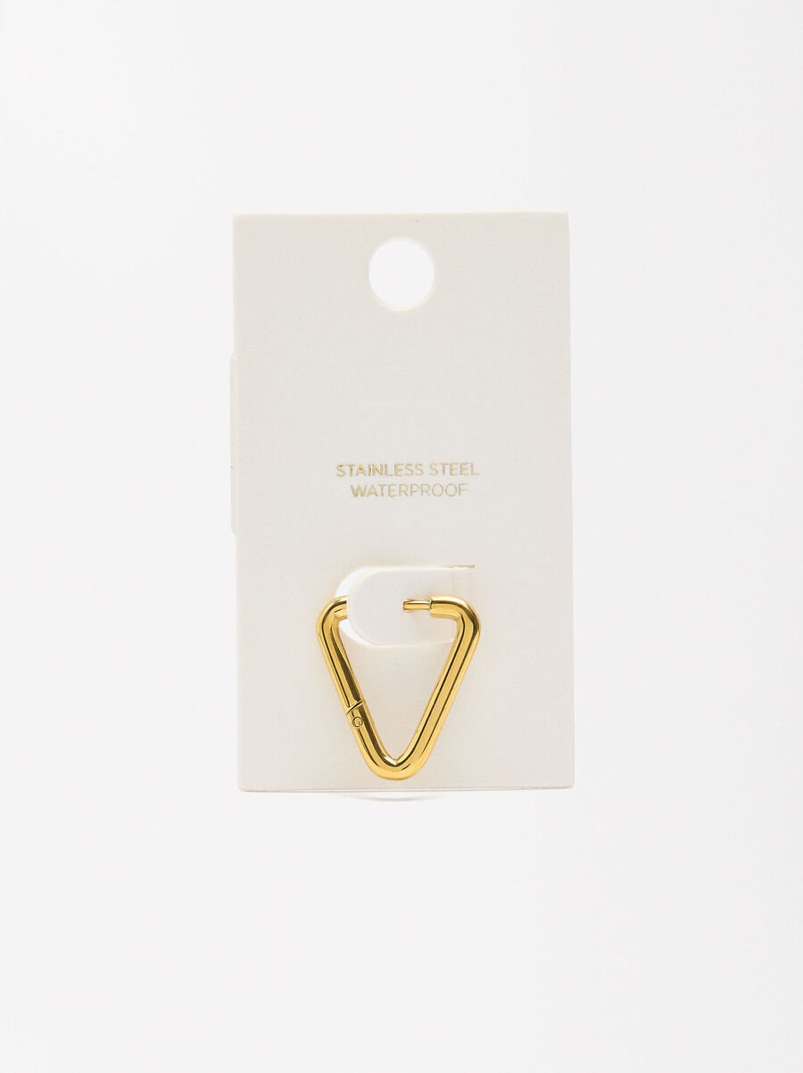 Elongated hoop earrings - stainless steel