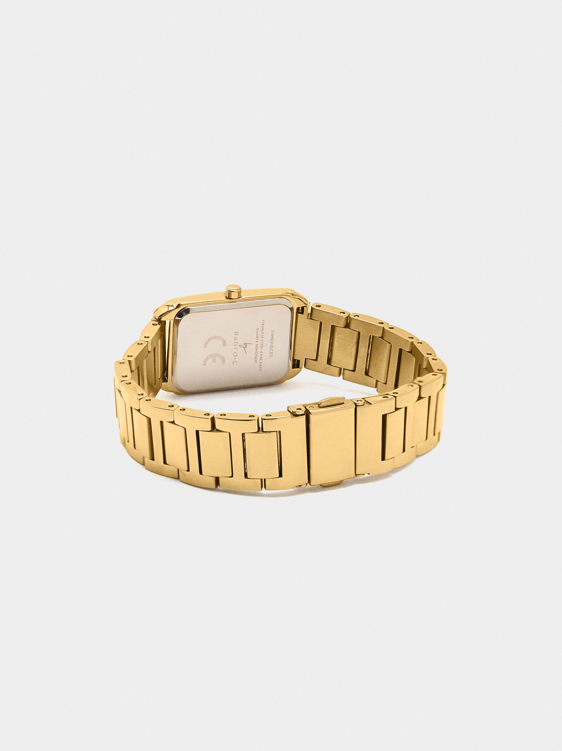 Rectangular watch with stainless steel bracelet image number 2.0