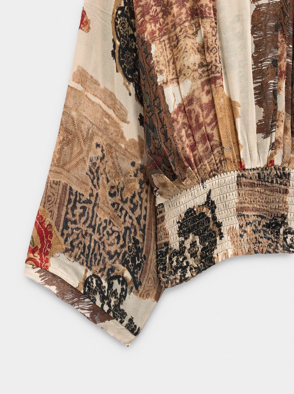 Blouse with semi-transparent print