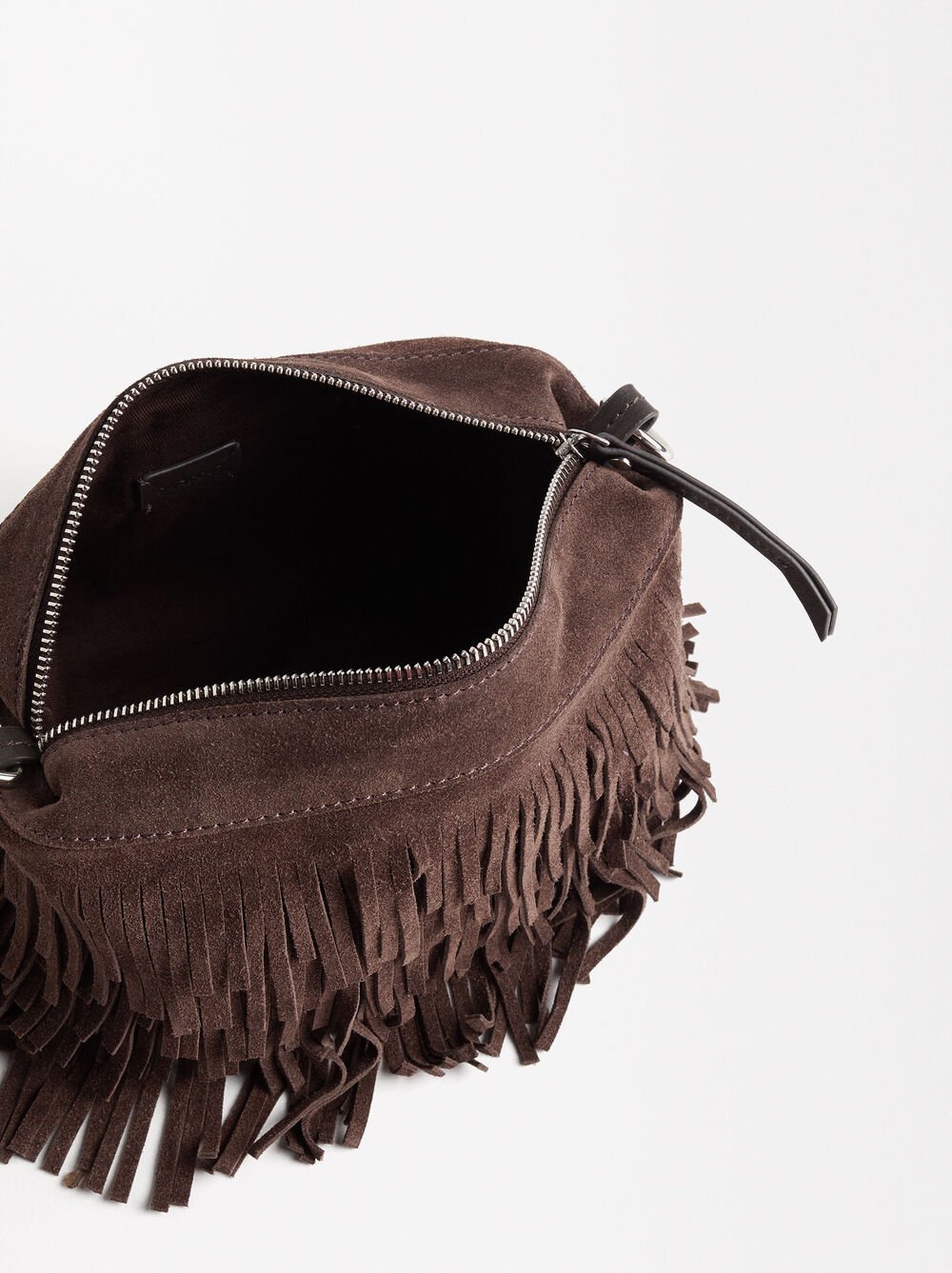 Fringe leather shoulder bag