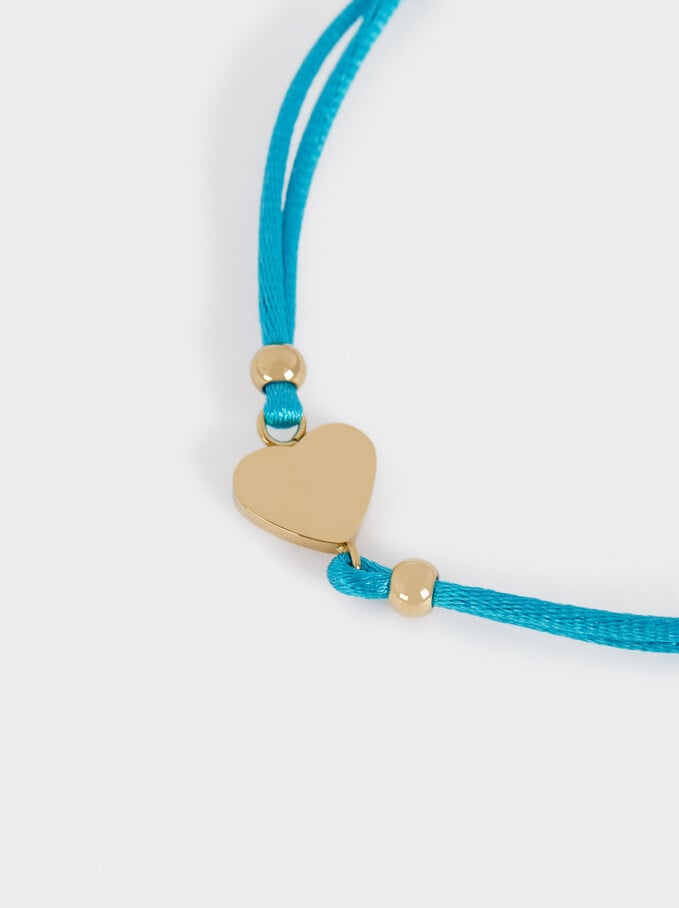 Adjustable Stainless Steel Bracelet With Charm, Blue, hi-res