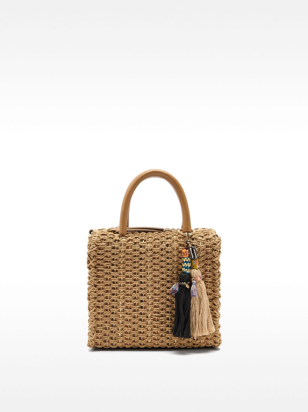 Tote bag with straw effect M
