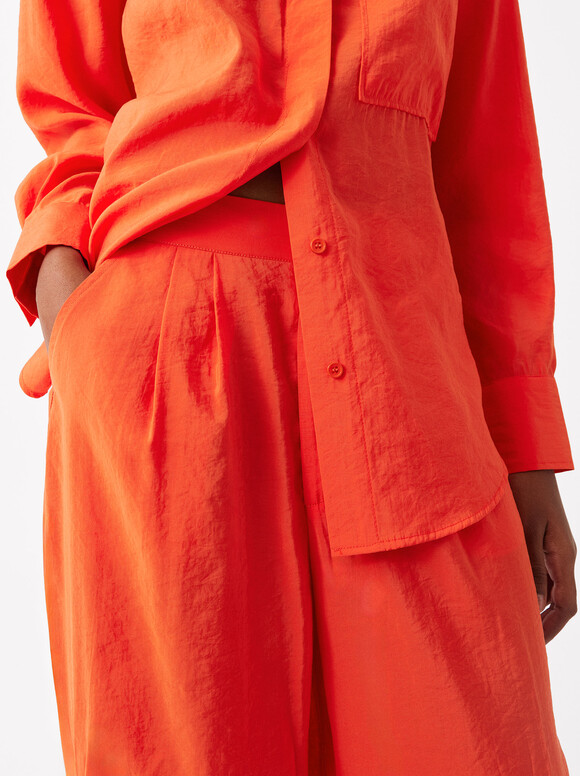 Online Exclusive - Straight Trousers With Pleats, Orange, hi-res