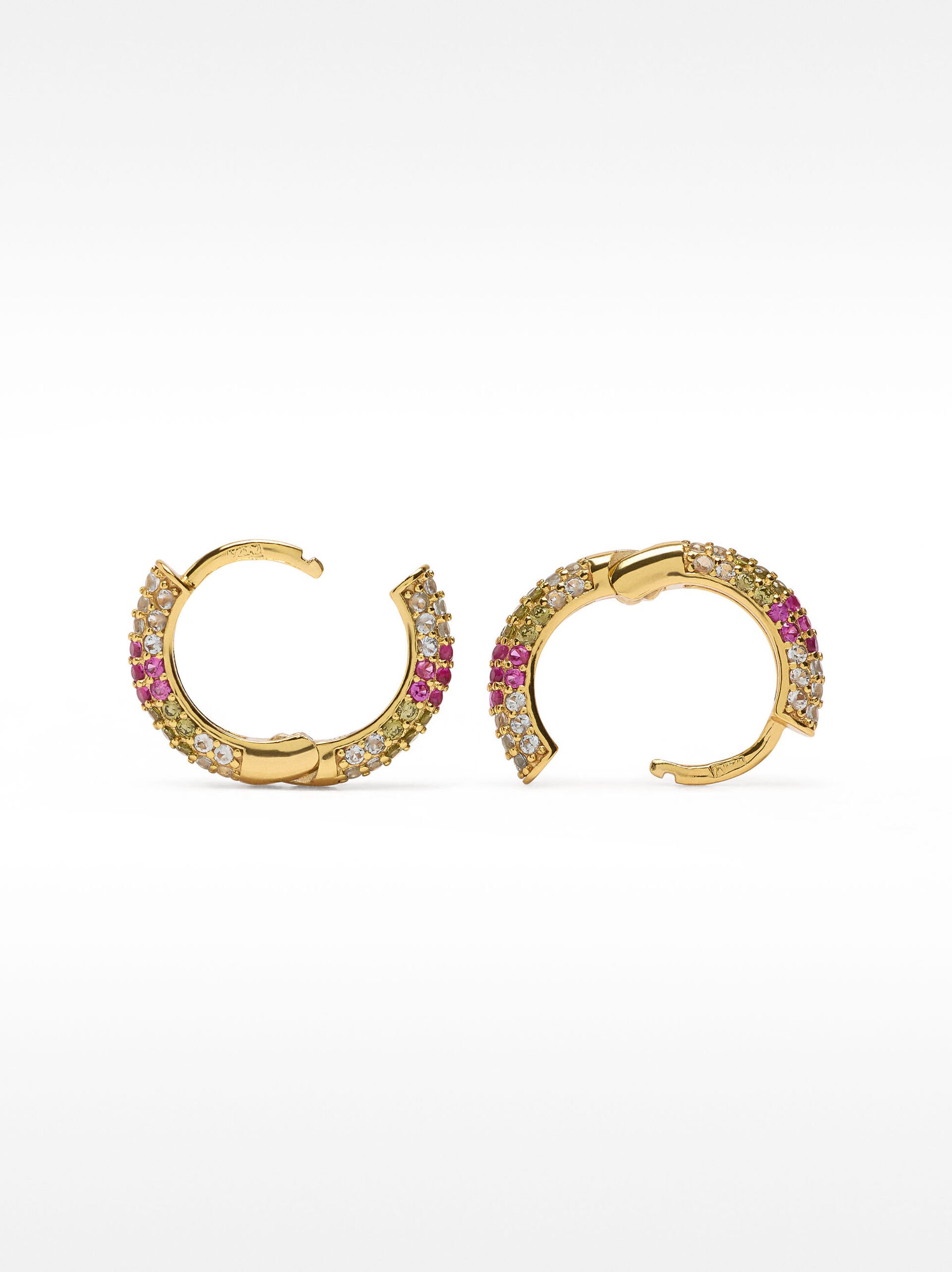Hoop earrings with crystals - 925 sterling silver image number 3.0
