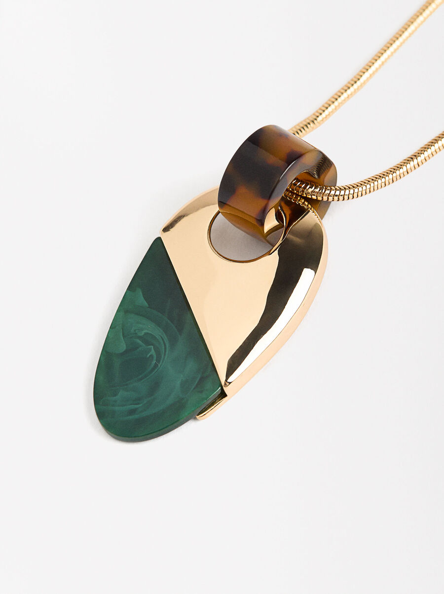 Collana lunga con pendente effetto pietra