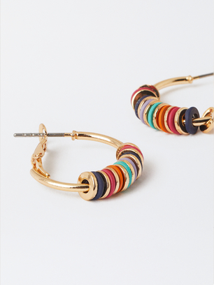 Rubber Hoop Earrings, Multicolor, hi-res