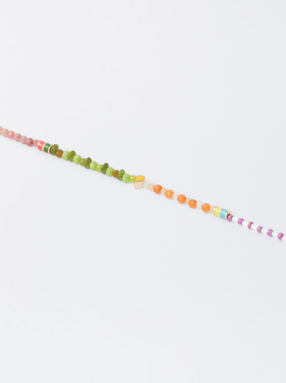 Multicoloured Anklet Bracelet With Stones, Multicolor, hi-res