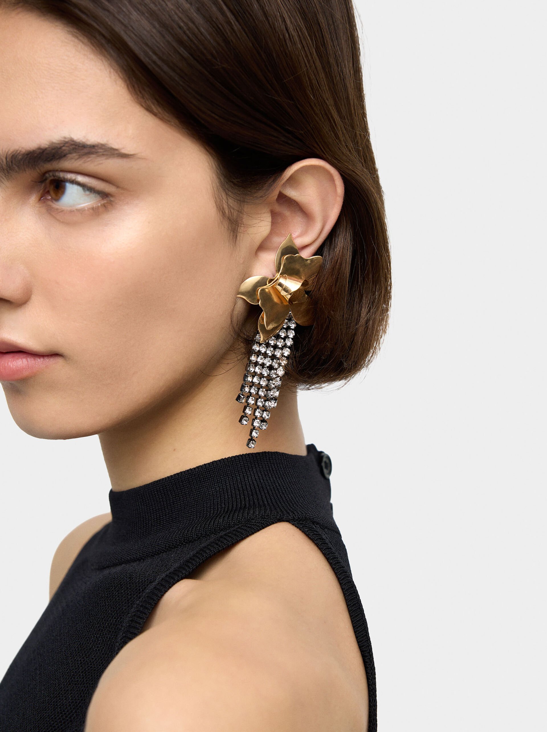 Maxi flower earrings with crystals image number 0.0