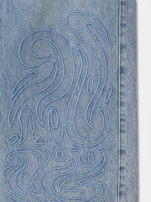 Jeans Mit Stickerei, Blau, hi-res
