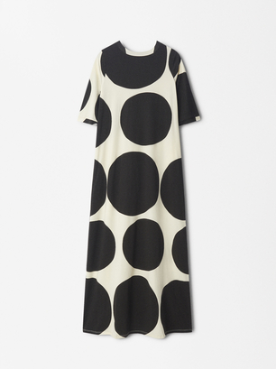 Online Exclusive - Printed Long Dress, Black, hi-res