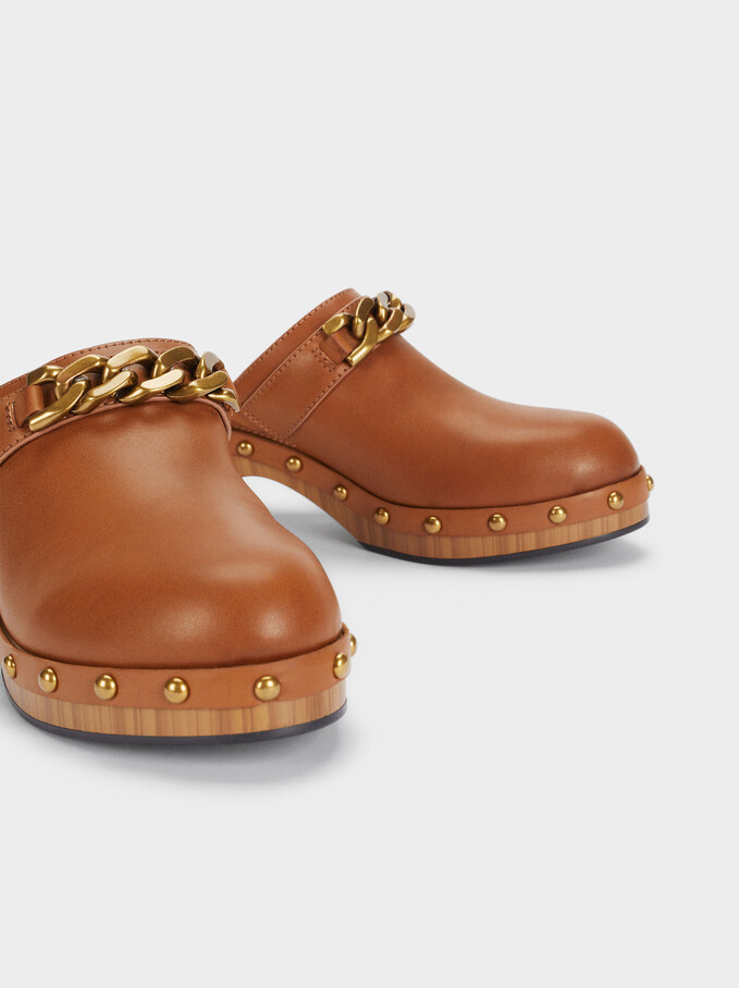 Clogs With Tacks And Chain, Camel, hi-res