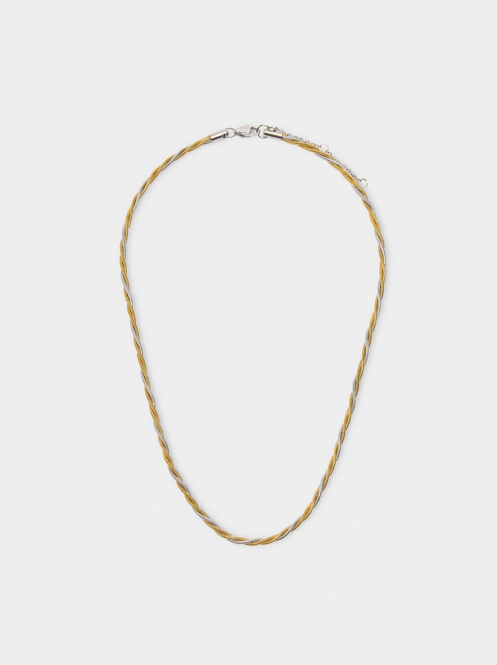 Bicolor intertwined necklace with stainless steel