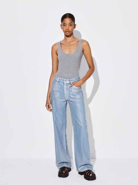 Metallic Jeans - Silver - Woman - parfois.com