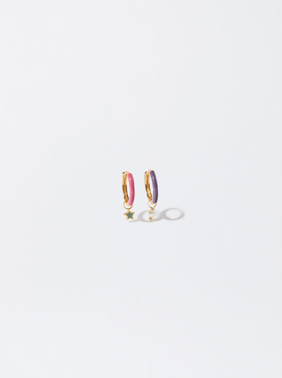 925 Silver Hoop Earrings With Freshwater Pearl, Multicolor, hi-res