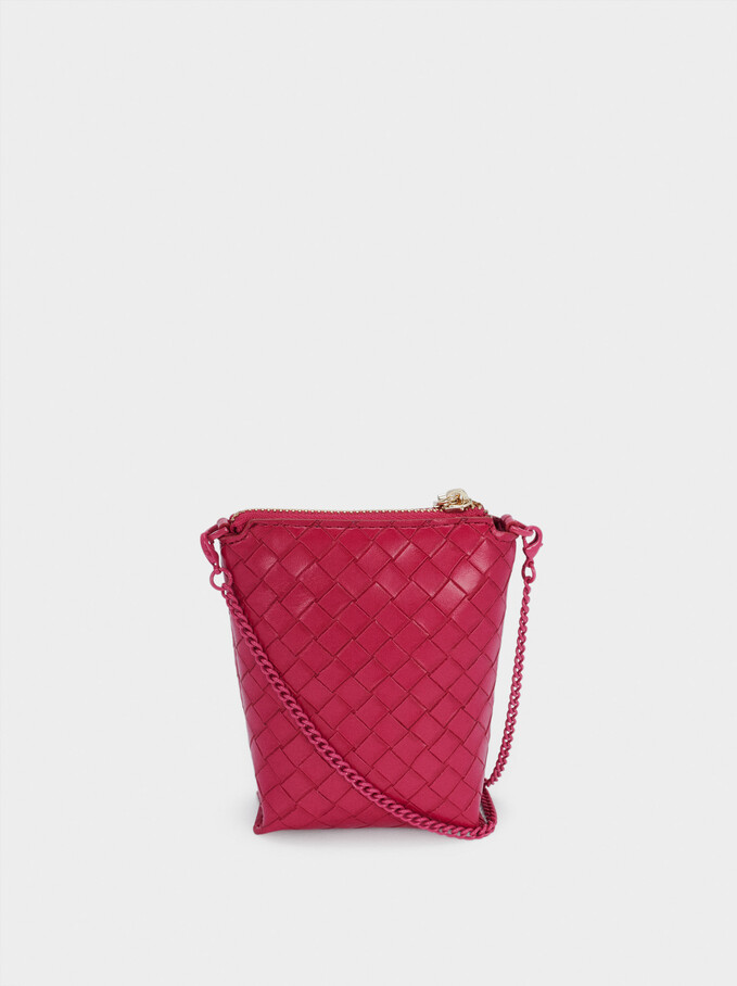 Braided Purse With Chain Handle, Pink, hi-res