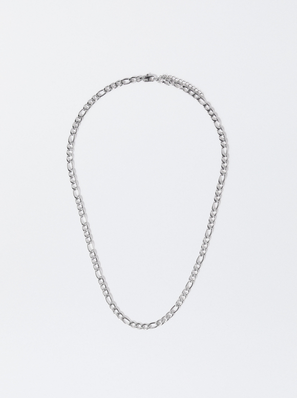Stainless Steel Silver Necklace, Silver, hi-res