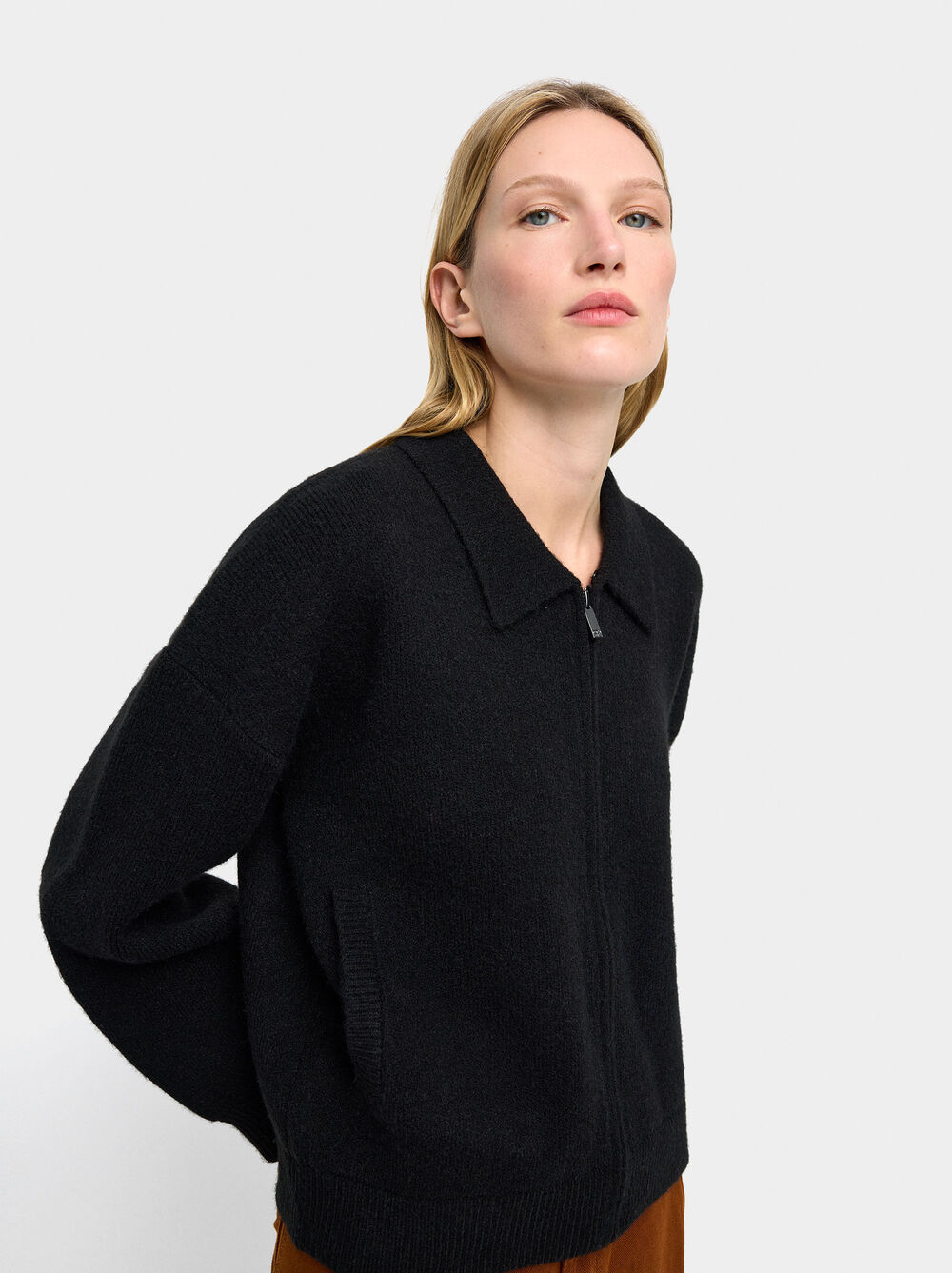 Strickjacke aus Strick mit Kragen in Felloptik