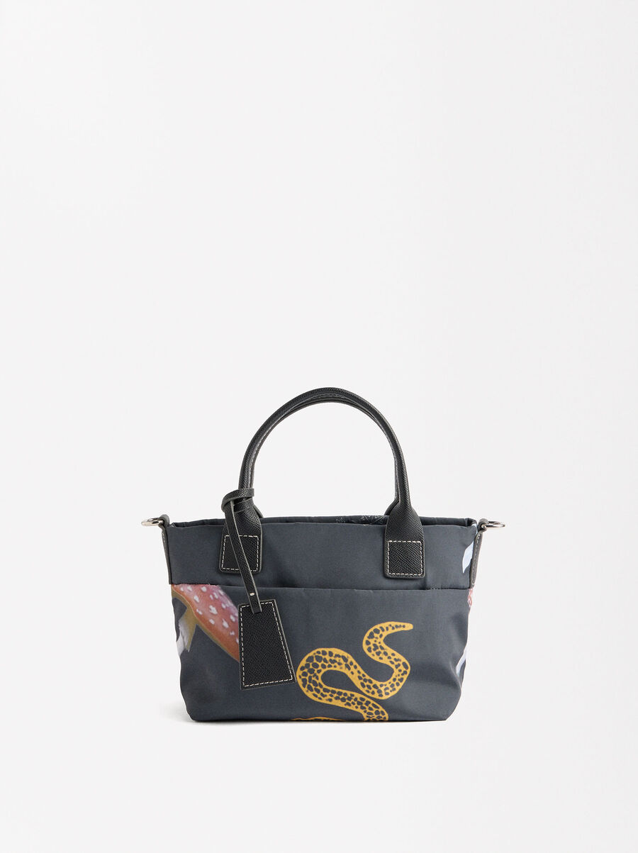 Printed nylon tote bag