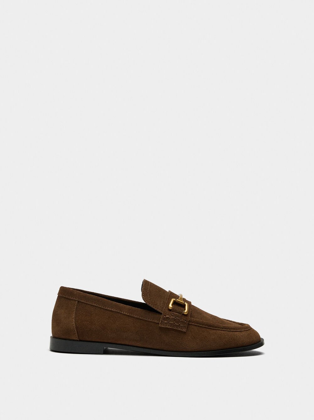 Leather loafers with buckle