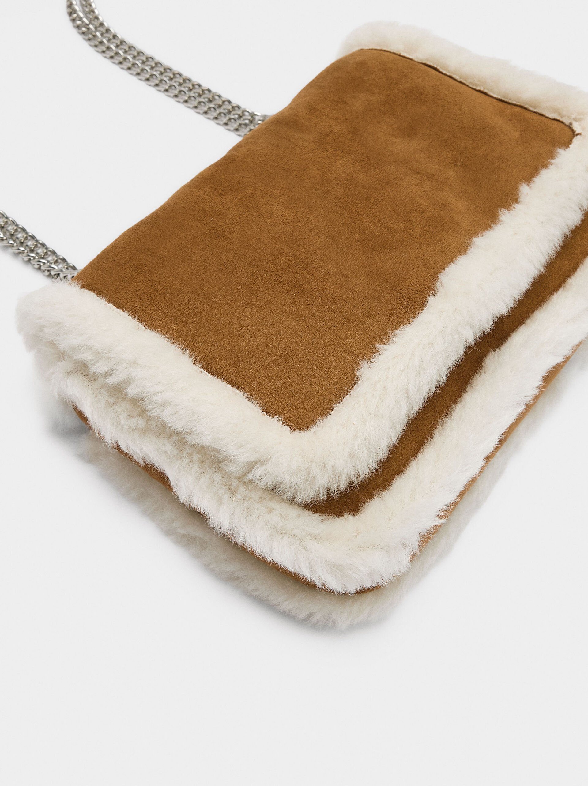 Shoulder bag with fur effect edges image number 1.0